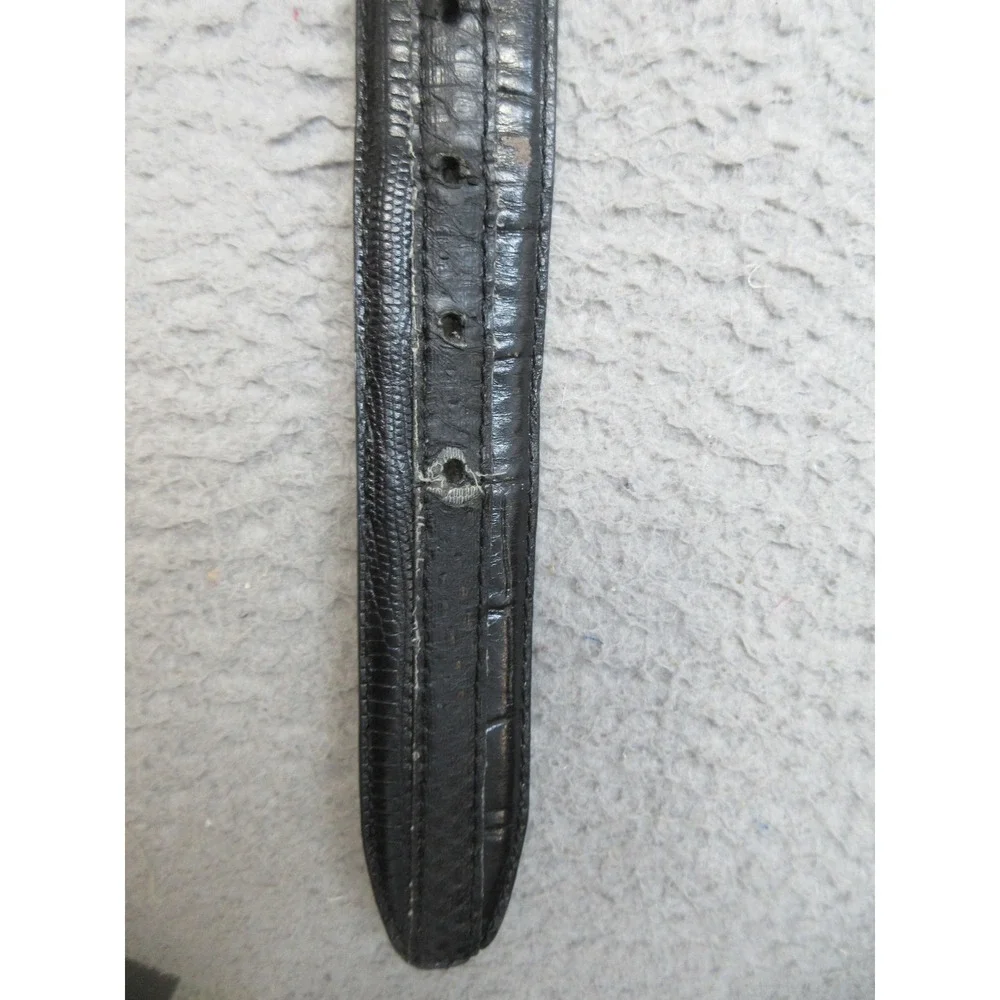 Stacy Adams Leather Belt Mens 40 Black Embossed Dress Adjustable Logo Croc